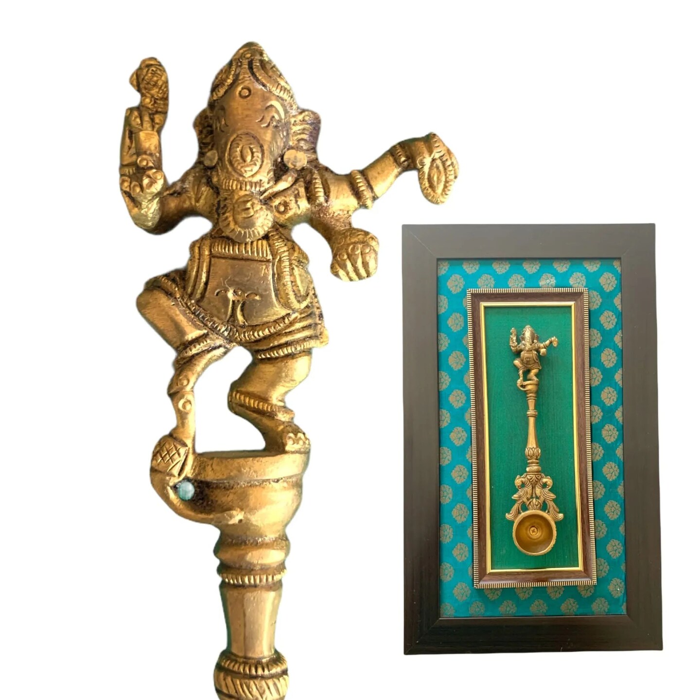 Decorative Brass Dancing Ganesha Spoon Wall Art for Living Room Office House Pooja Room Hindu God Statue Modern Artwork Return Gift Pooja Favor Showpiece