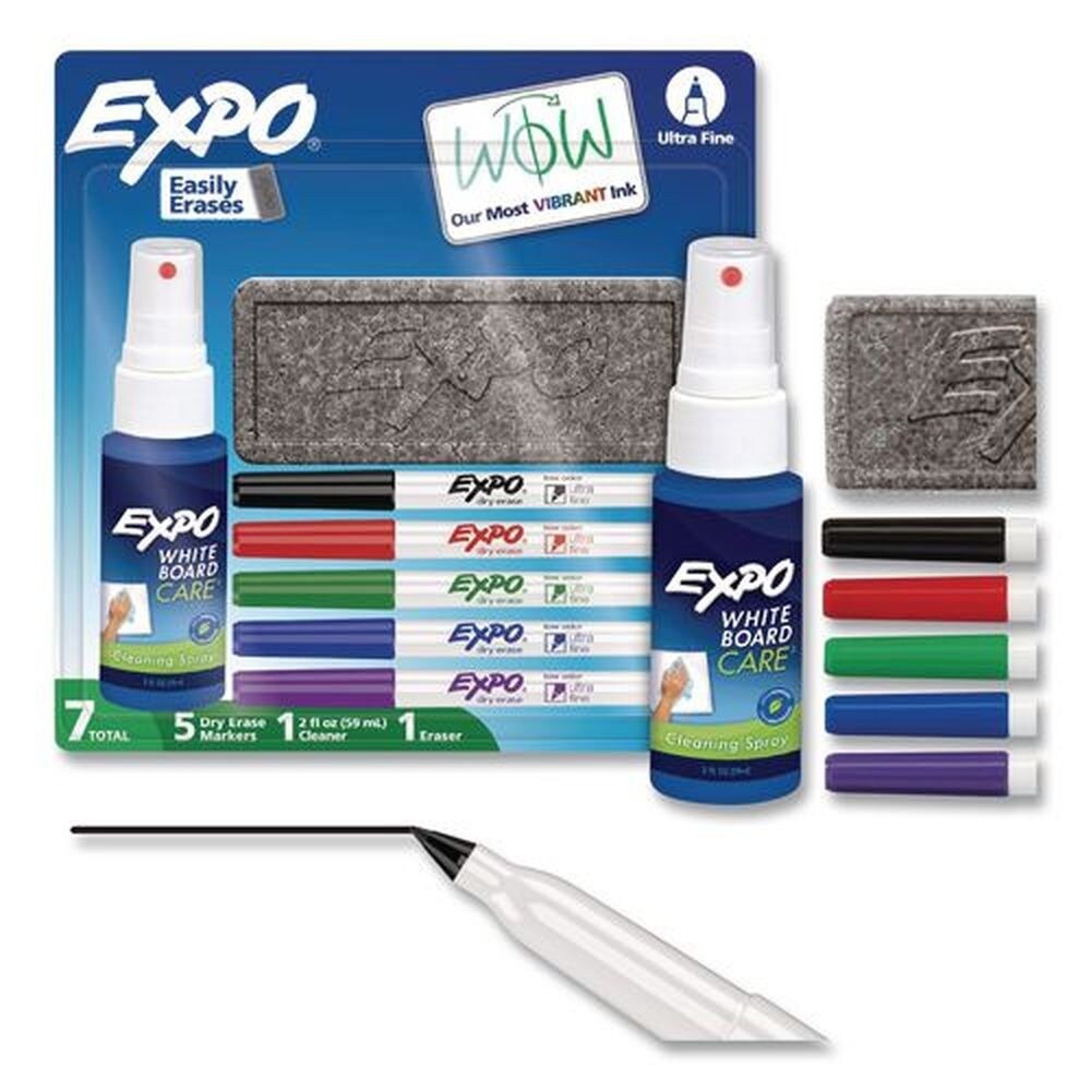 EXPO Low-Odor Extra-Fine Bullet Tip Dry Erase Marker Starter Set - Assorted Colors (5/Set)