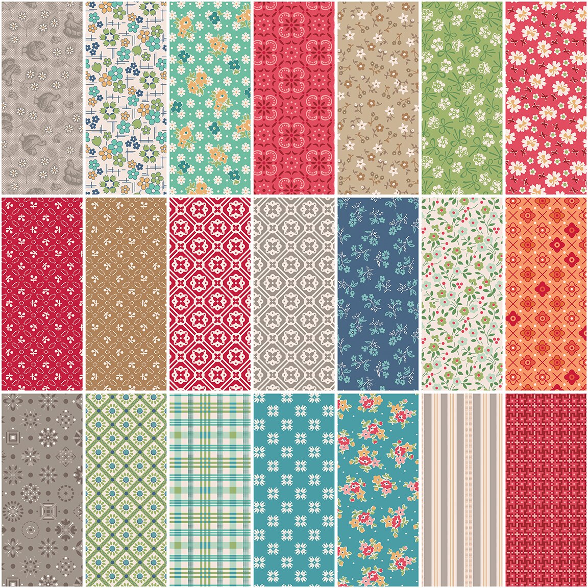 Farmer's Daughter 5" Square Pack (Charm Pack / 5" Stacker) by Riley Blake (5-17160-42)