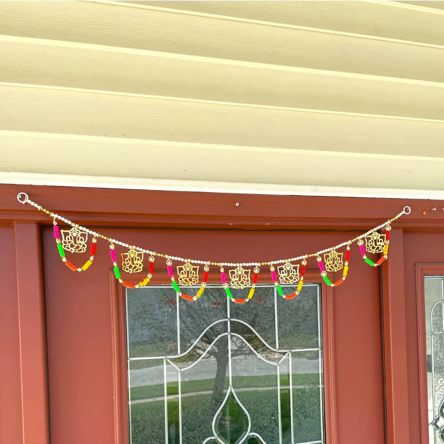 42 Inches Ganesha Indian Door Toran Multicolor Moti Ethnic Hanging Valance for Window Indoor Outdoor Decor Bhandarwal Pooja Decor Wedding Favor Diwali Decoration