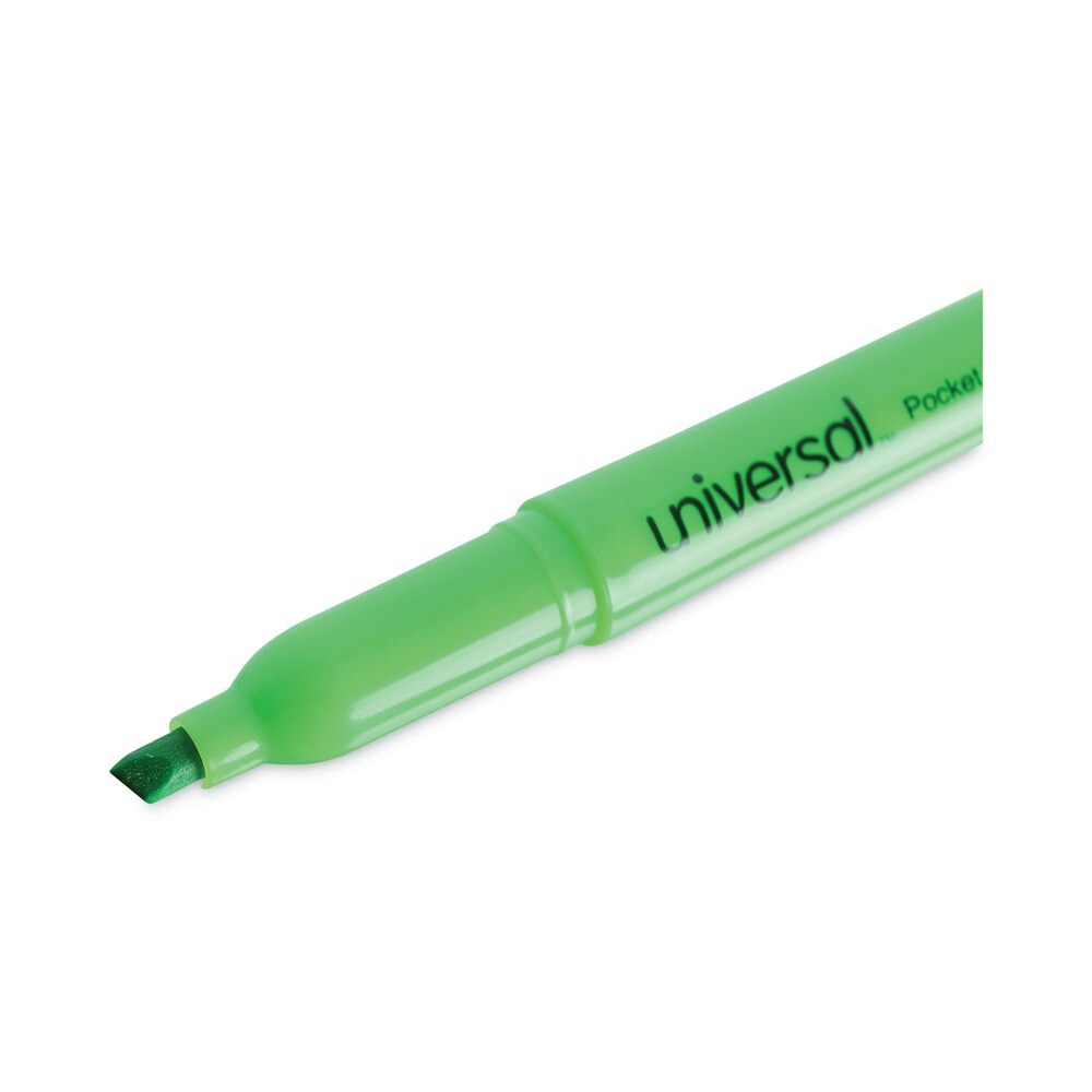 Universal Chisel Tip Pocket Highlighters - Fluorescent Green (1 Dozen)