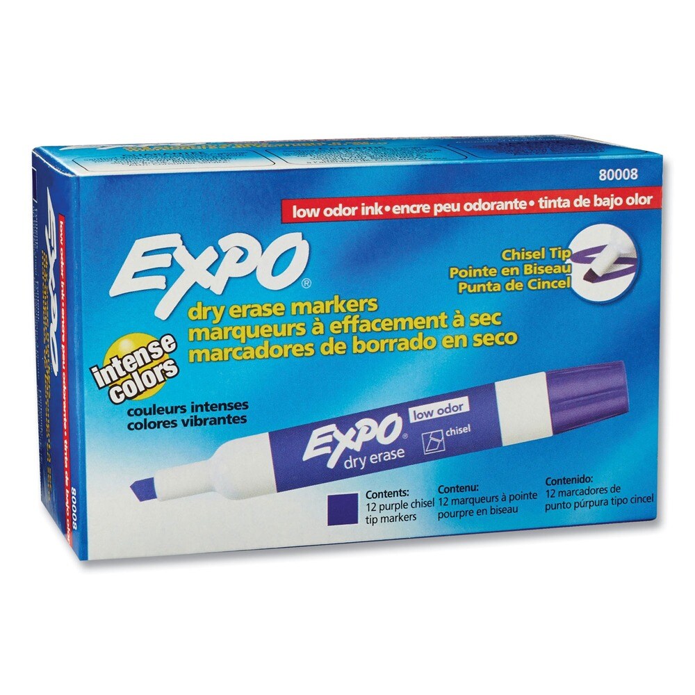 EXPO Low-Odor Broad Chisel Tip Dry-Erase Marker - Purple (1-Dozen)