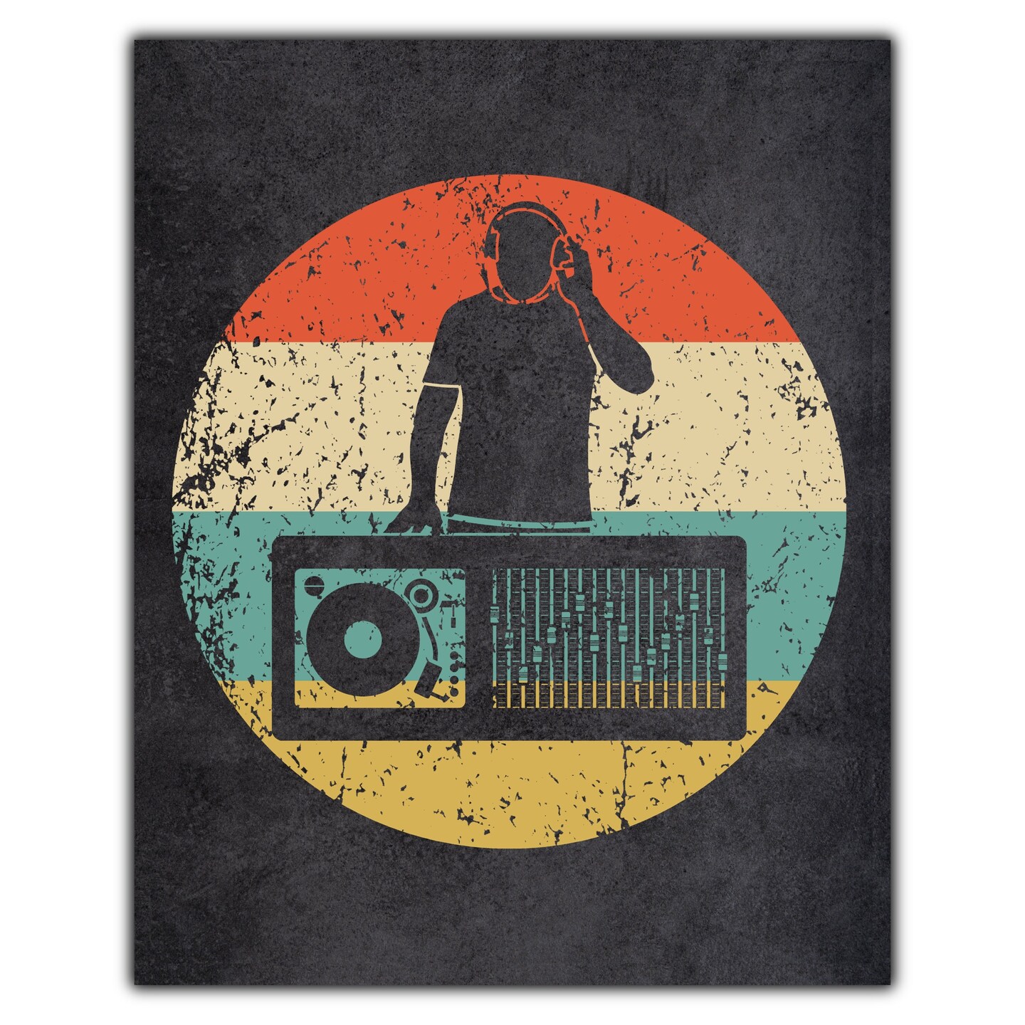 DJ Booth Disc Jockey EDM Music Icon Retro 8