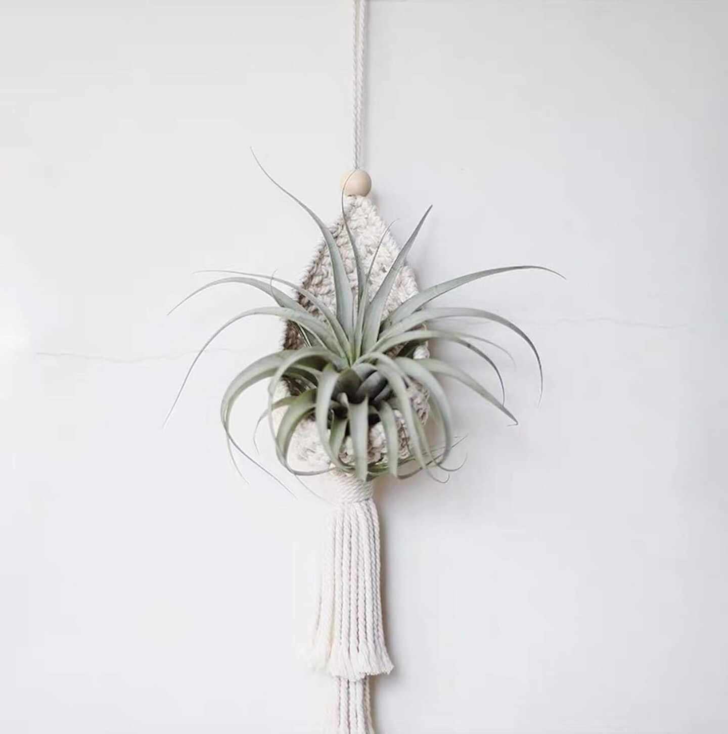 2-Pack Macramé Plant Hangers – Boho Hanging Baskets for Air Plants, Indoor and Outdoor Wall Décor