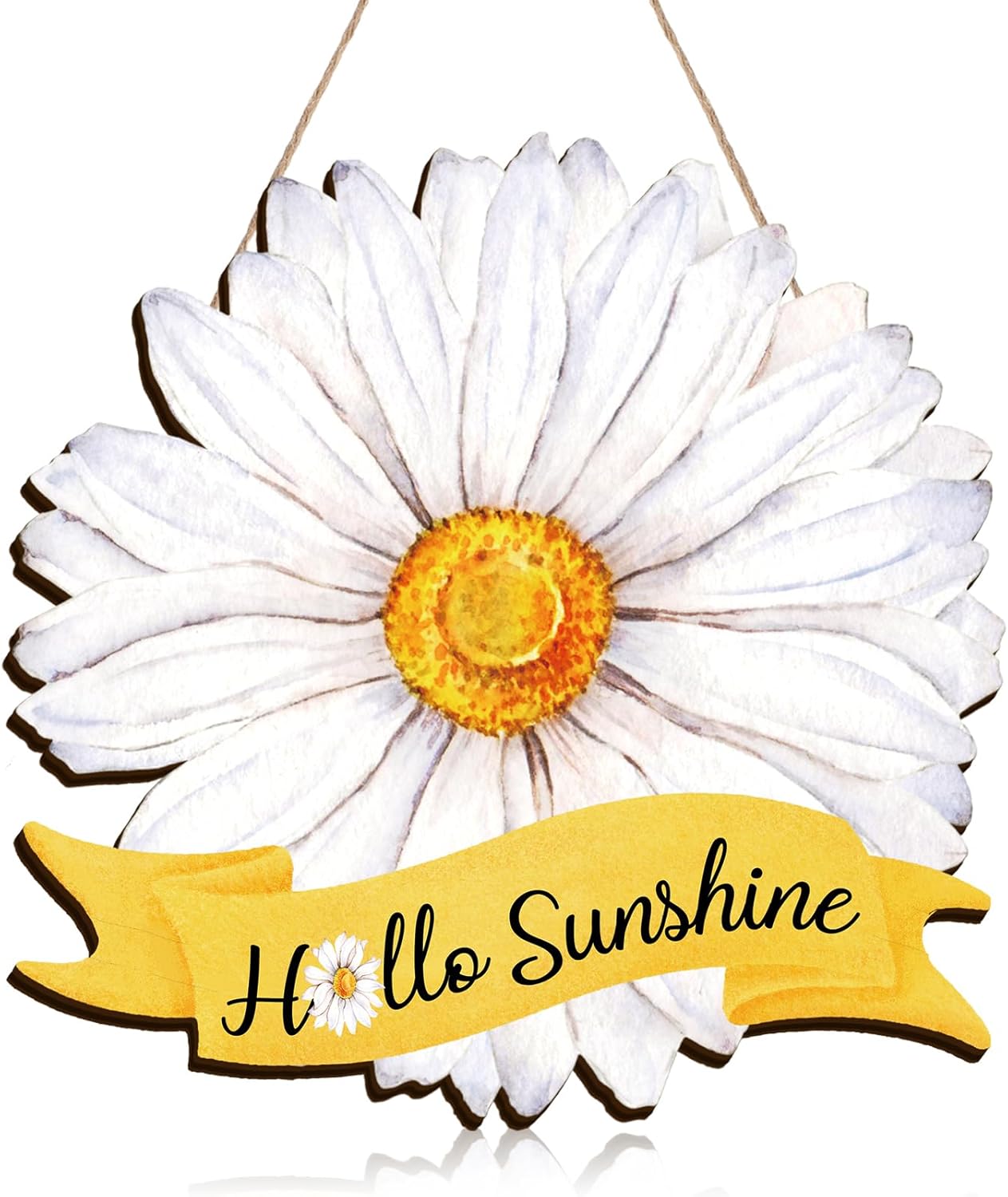 Hello Summer Door Sign Summer Wreaths for Front Door Hanger Rustic Wooden Daisy Wall Decor Flower Flip Flops Welcome Hanging Sign for Home Office Indoor Outdoor Decoration(Daisy)