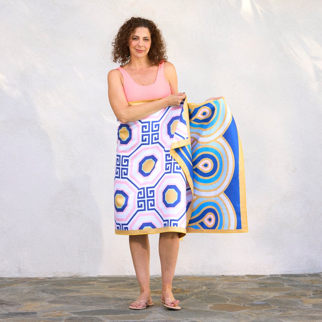 Greek Key Tiles Microfiber Beach and Pool Towel