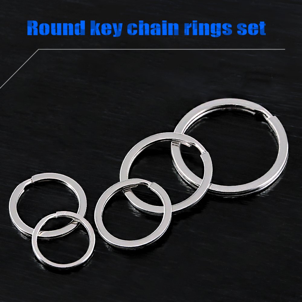 60 Pcs Assorted Multi-Purpose Metal Keychain Rings Split Keyrings Flat O Ring for Home Car Keys Attachments Keys Pendants - 20mm, 25mm, 30mm, 35 mm, 38 mm
