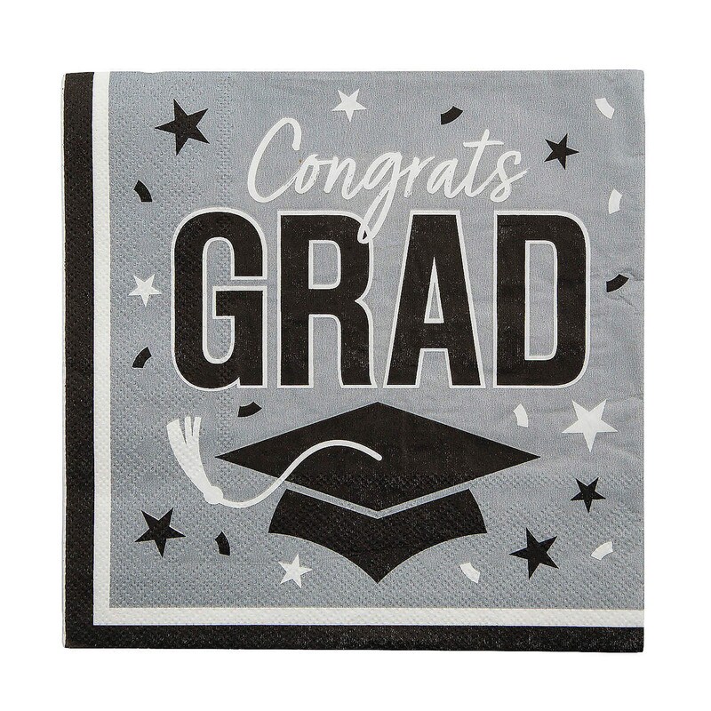 Congrats Grad Paper Luncheon Napkins 6.5 Inch Bulk Pack of 50