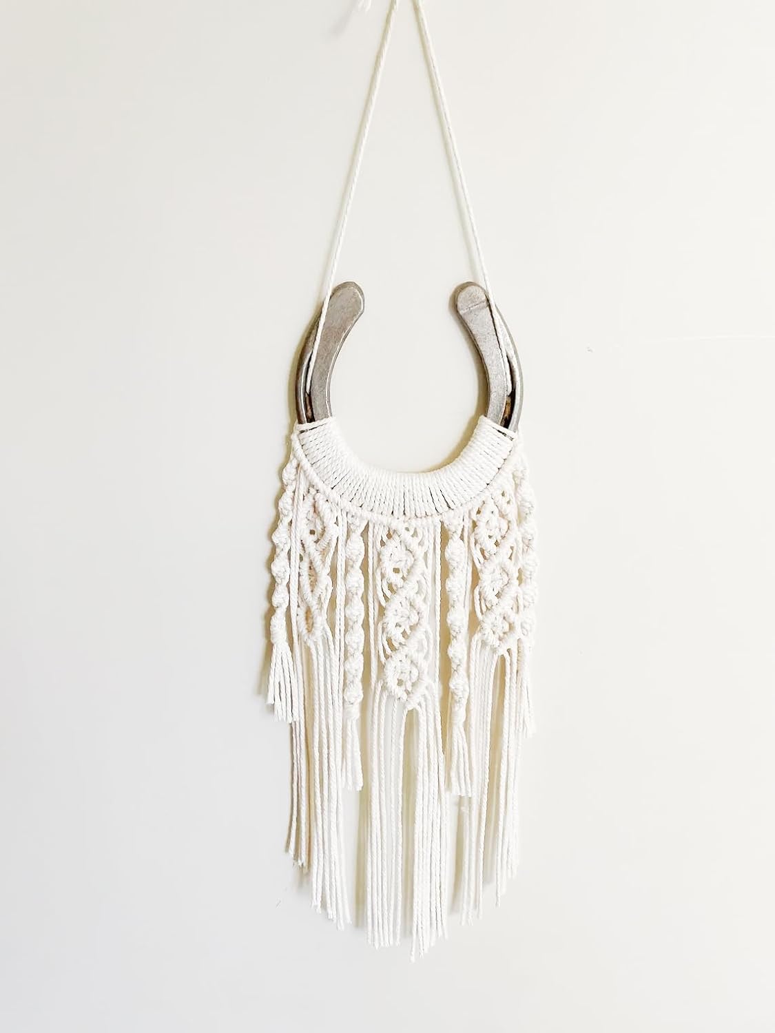 Equestrian Macrame Wall Hanging Equestrian wall art Handmade macrame decor Equestrian-inspired wall hanging horse lover decor (White)