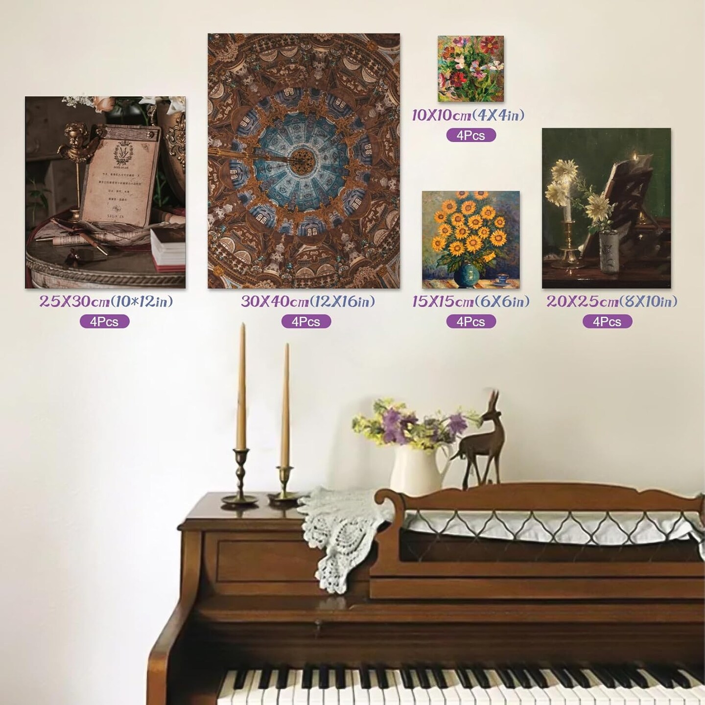 20 Value Pack Stretched Canvas for Painting, Multi-Size (4x4, 6x6, 8x10, 10x12, 12x16in), 100% Cotton Blank Canvase for Oil Acrylic Watercolor Paint, Acid-Free for Kids &#x26; Artists