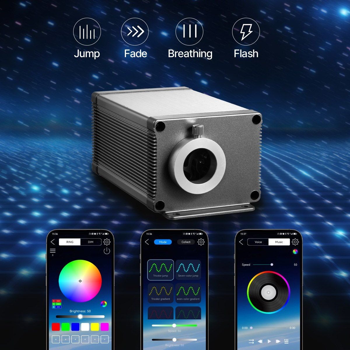 VEVOR-9.8'-Gray-Dynamic Fiber Optic Starlight Kit for Home and Car-1 Piece