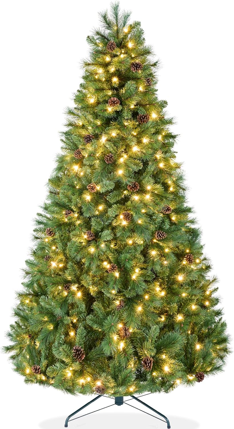 Frosted Scotch Pine Christmas Tree Cordless Setup with 1,320 Tips &#x26; 2-in-1 LED Lights for indoor holiday decoration