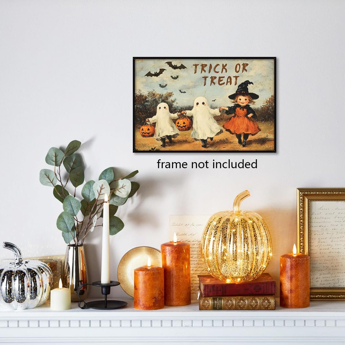 Primitive Victorian Halloween Canvas Wall Art,