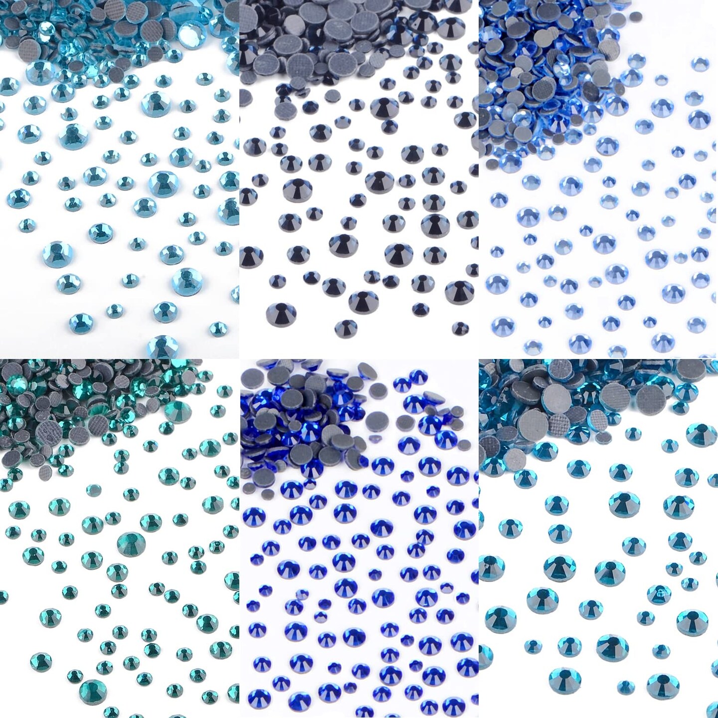4500pcs+ Flatback Glass Hotfix Iron On Rhinestones Crystal for DIY Making with 1 Tweezer & 1 Picking Pen for Shoe, Cloth, Face Art, Bag, Manicure(3-Sizes, 6-colors, Blue Color Series)