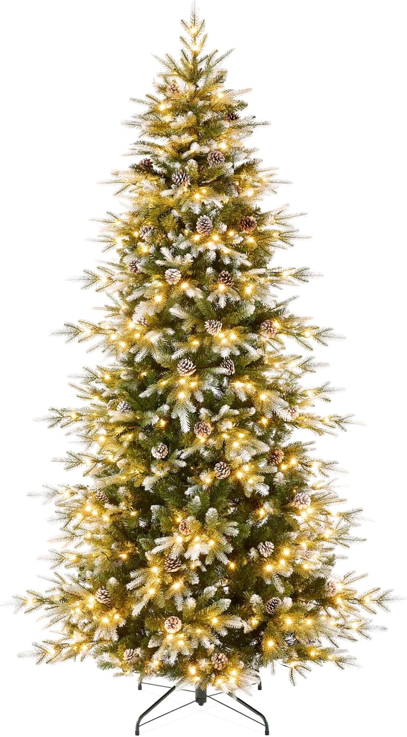 Aspen Slim Christmas Tree Noble Fir with 1,350 Branch Tips, 2-in-1 Multicolor LED Lights &#x26; Cordless Connection