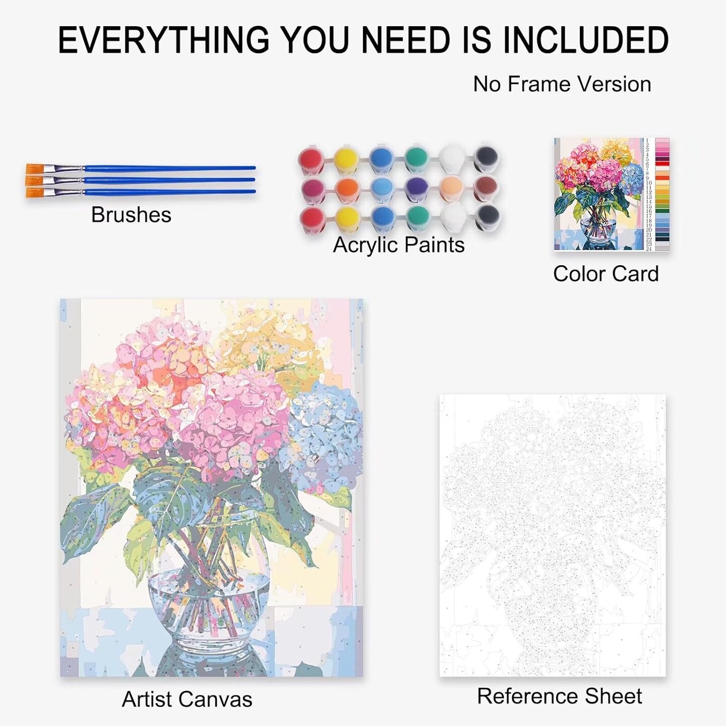 Female and Flower Painting by Numbers Modern Style Lady Head Flower Picture Acrylic Oil Painting Set Figure Lady Home Decor Paint by Numbers for Adults Beginner Without Frame-16''W x 20''H