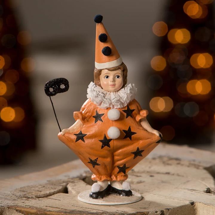 Bethany Lowe Halloween Masquerade Clown Girl 6 Inch Figurine