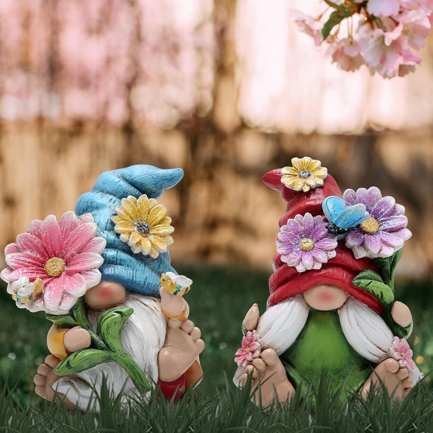 2pcs 4" H Spring Summer Gnome Garden Decorations- Tomte Elf Fall Gnome Decorations Gifts