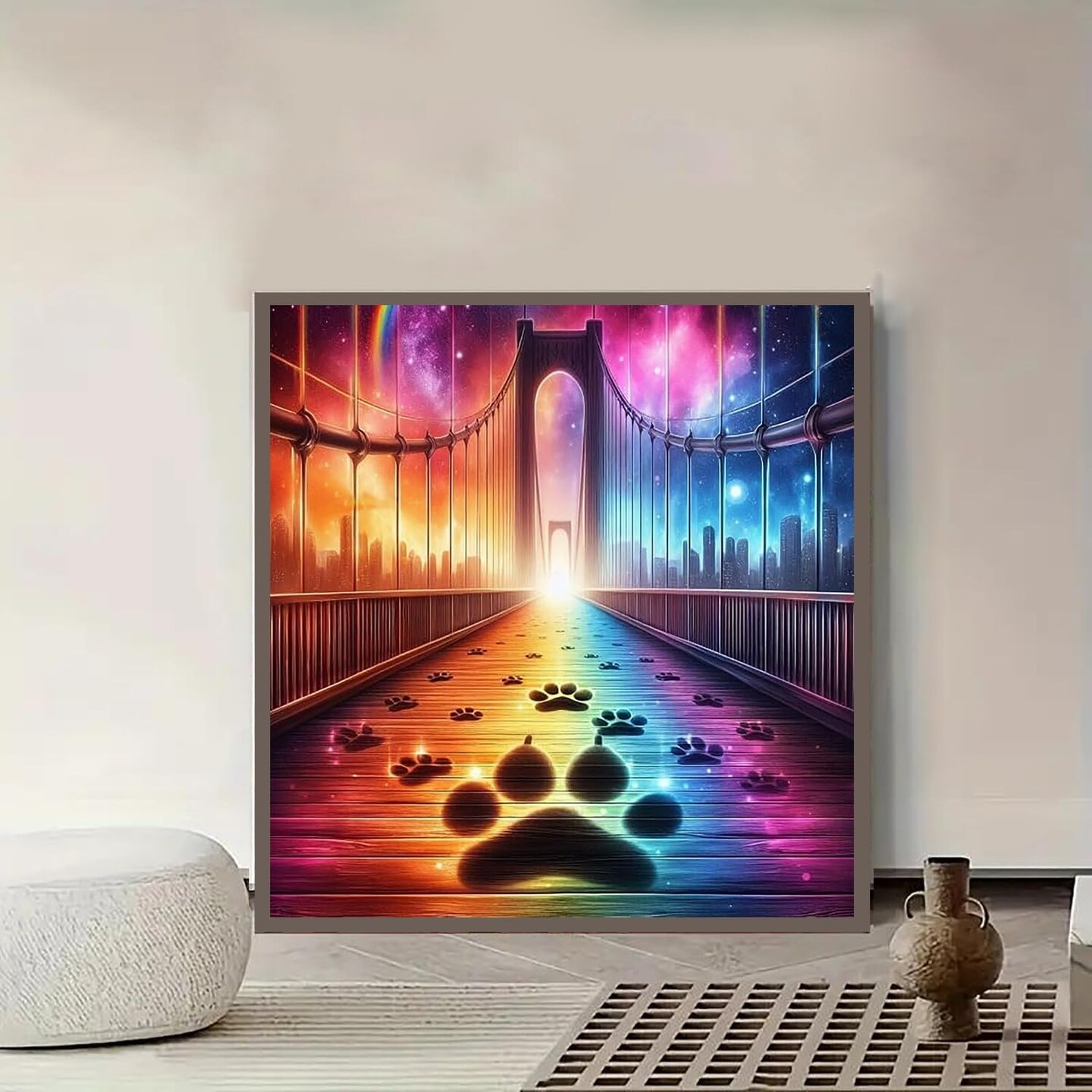 5D Diamond Painting Kit for Adults Beginners,DIY Rainbow Bridge Paint by Diamond Art Kits,Suitability Friends Full Round Drill Diamonds Dots Gem Art,Home Wall Decor 13.78x13.78 Inch