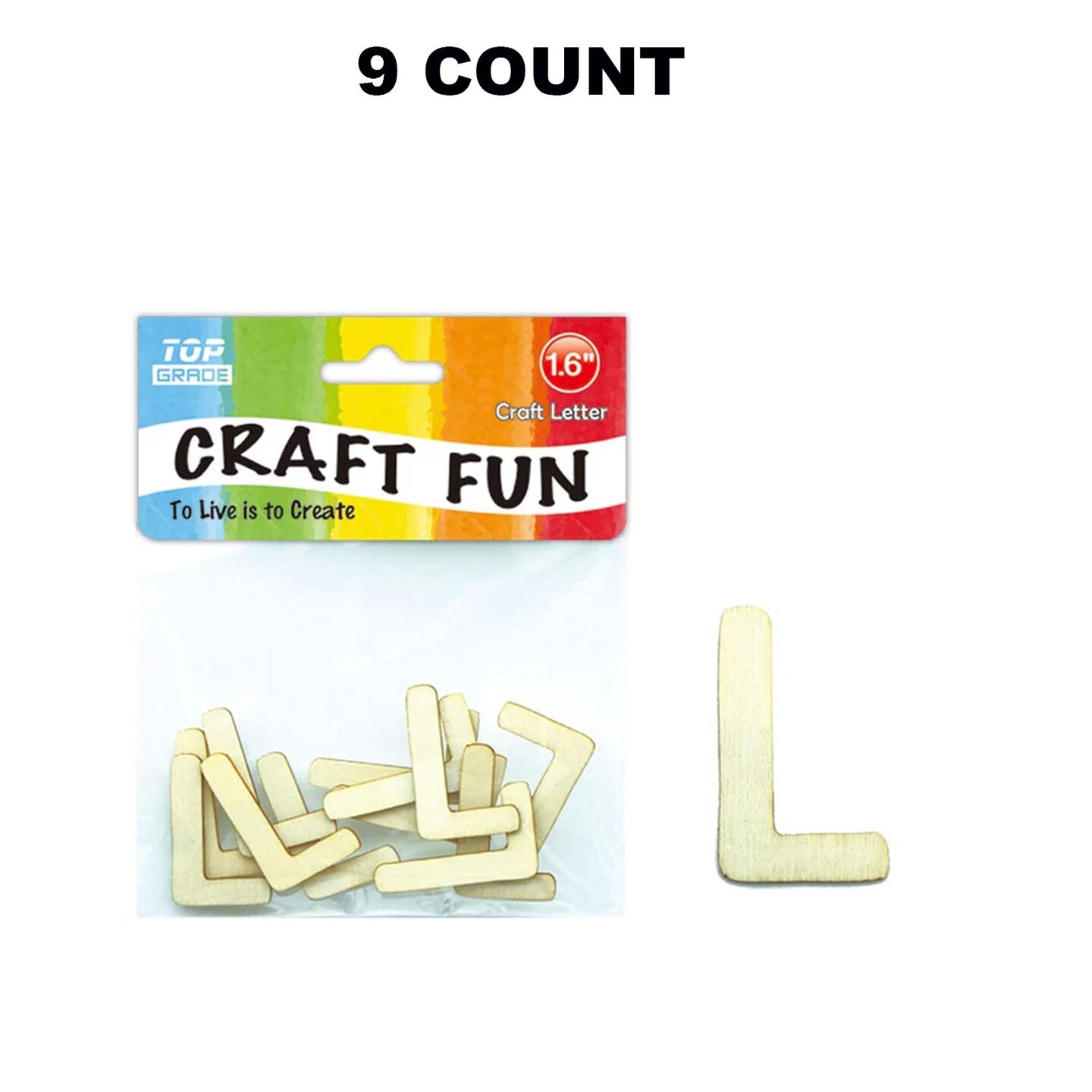 Wooden Craft Letter L 1.6 Inch 12Ct