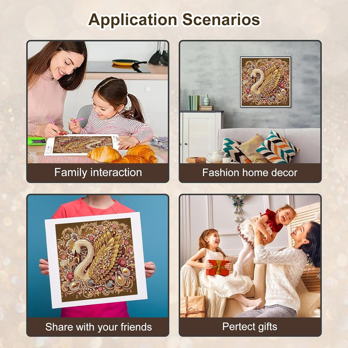 Diamond Painting Kits for Adults Swan, 5D Special Shape Diamond Art Kits for Beginners, Crystal Rhinestones Diamond Painting for Home Wall Decoration Gift 12×12inch, Animal