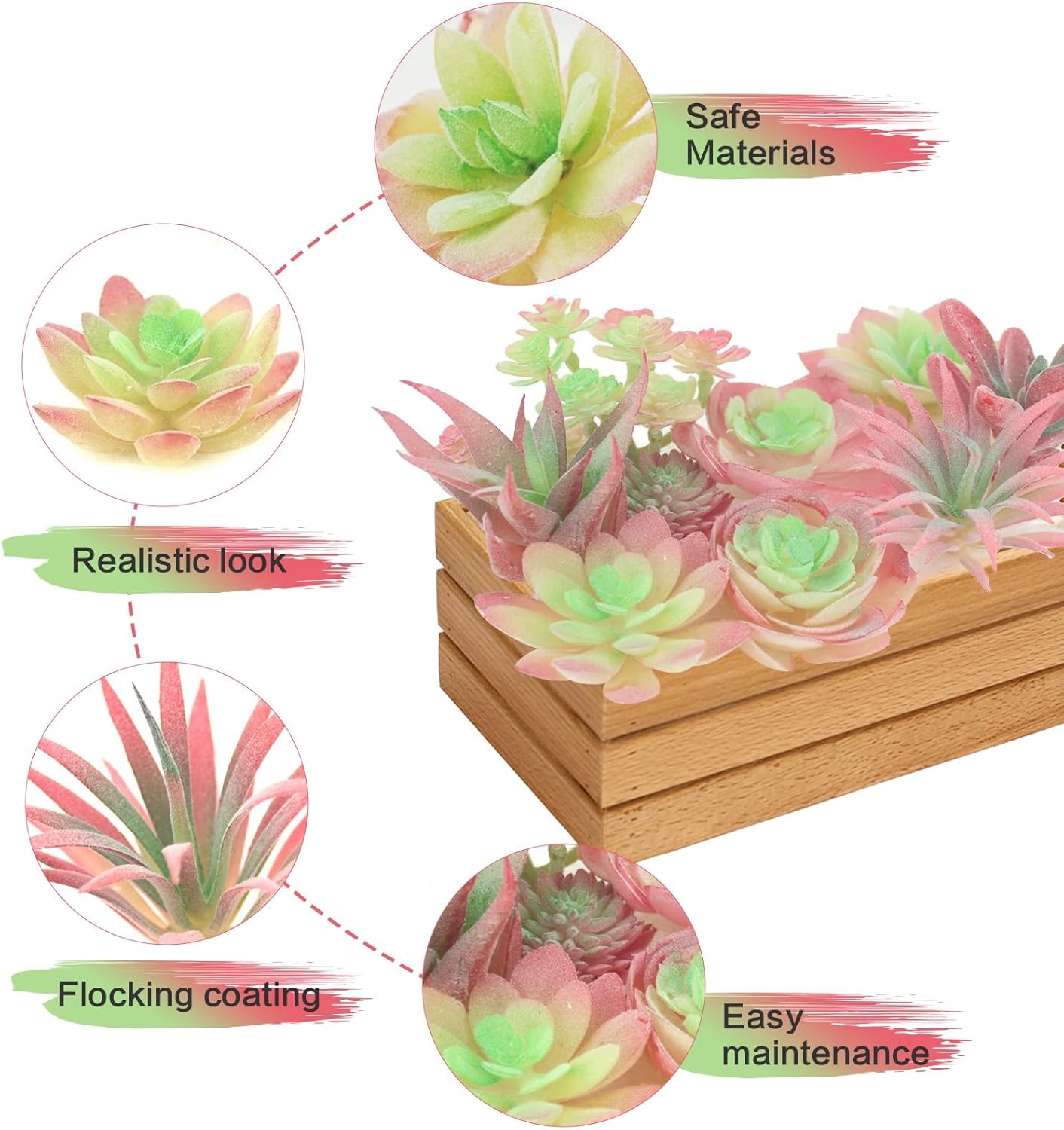 Artificial Succulents Plants-9 Pcs Mini Fake Succulents Unpotted Faux Succulents Plants, Realistic Crafting Floral Decor for Home, Party, Office, Indoor & Outdoor
