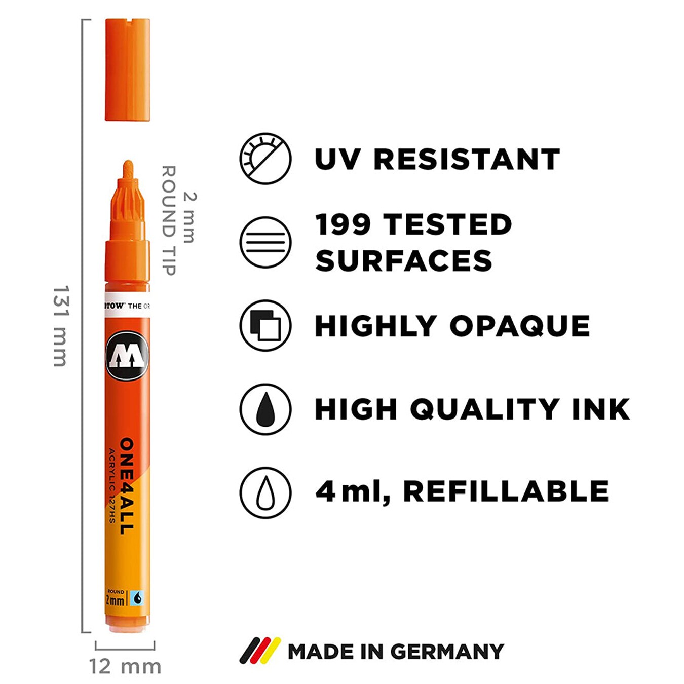 Molotow ONE4ALL Acrylic Paint Marker Character 6-Color Set, 2mm, Assorted Colors, 1 Set Each