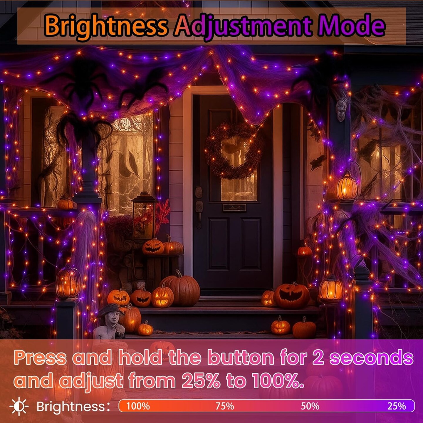 200 LED Halloween String Lights Outdoor Indoor - Orange and Purple