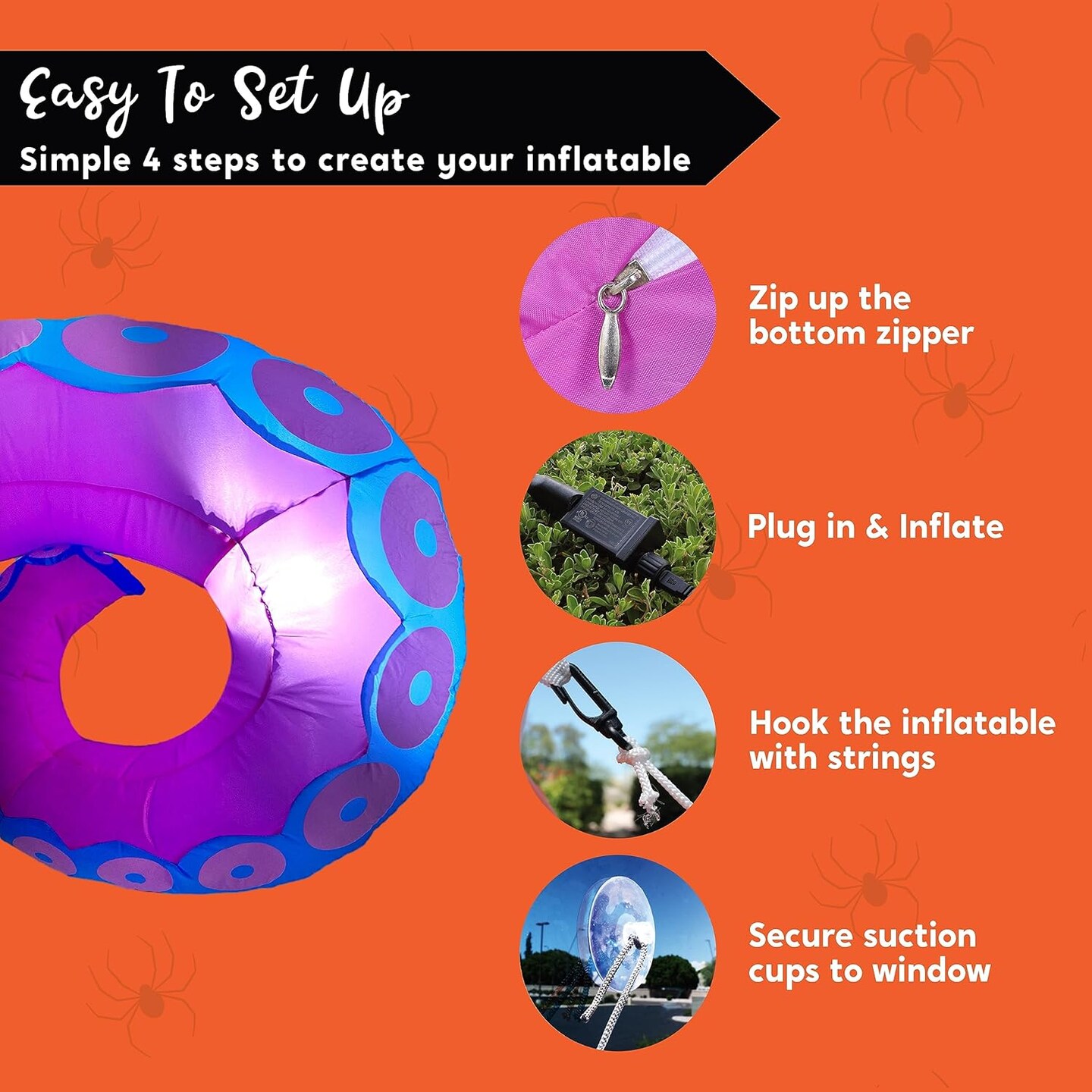 3 Pcs Halloween Inflatables Octopus Tentacle Outdoor Window Decorations