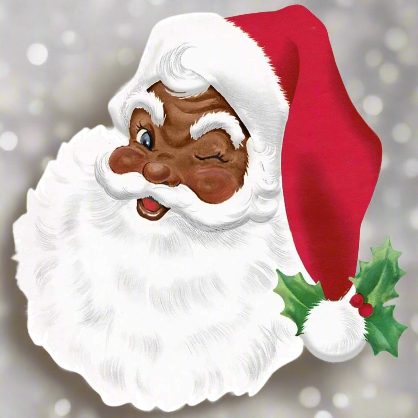 12&#x22; Metal Embossed African Santa Face