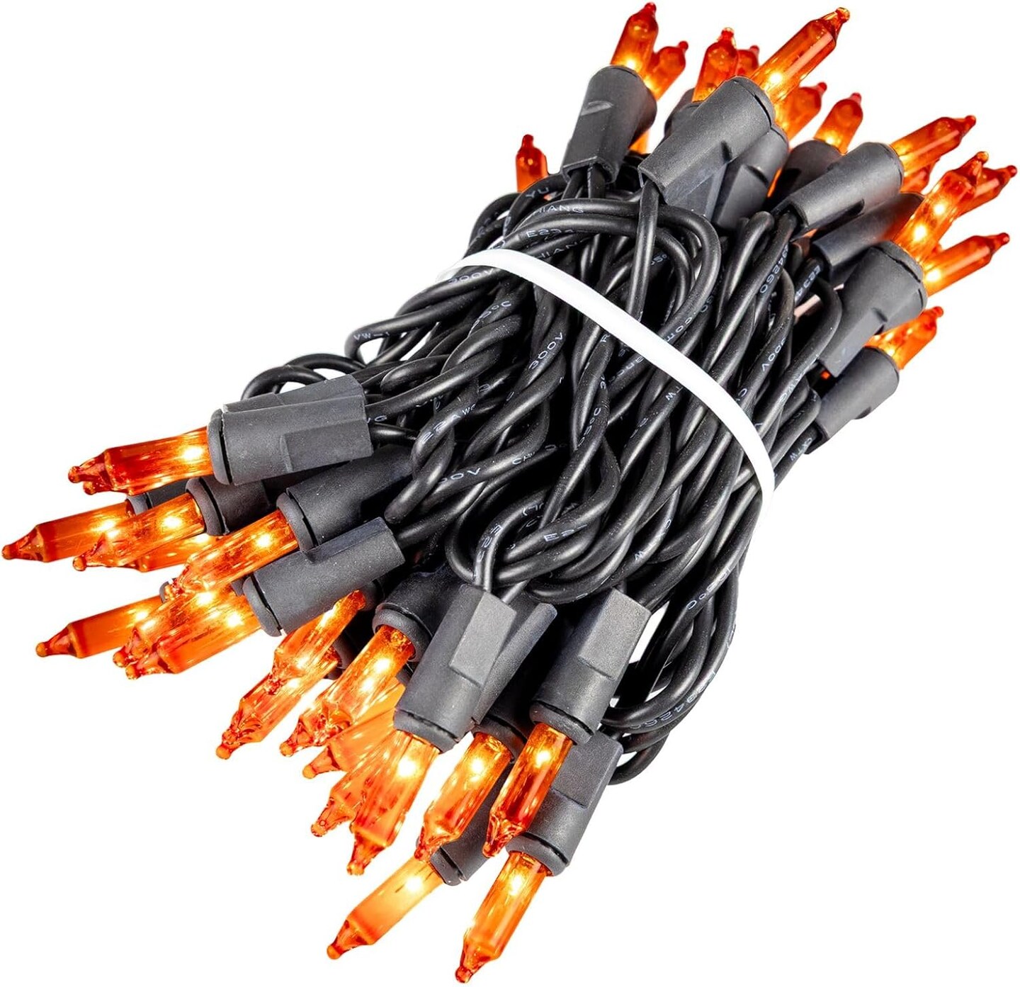 11ft Orange Mini Incandescent String Lights – 50 Bulbs on Black Wire, Commercial Grade, UL Listed, Indoor & Outdoor, End-to-End Connectable (Orange)