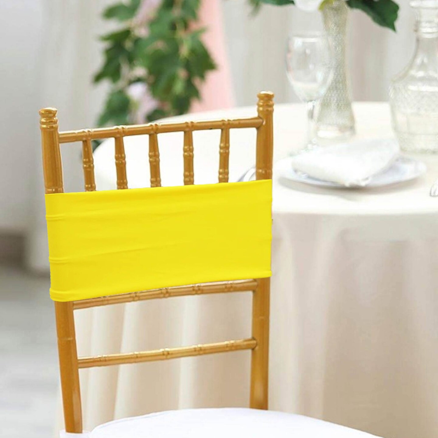 10 Pieces Canary Yellow Stretch Spandex Chair Bands 7 x 13 Inches