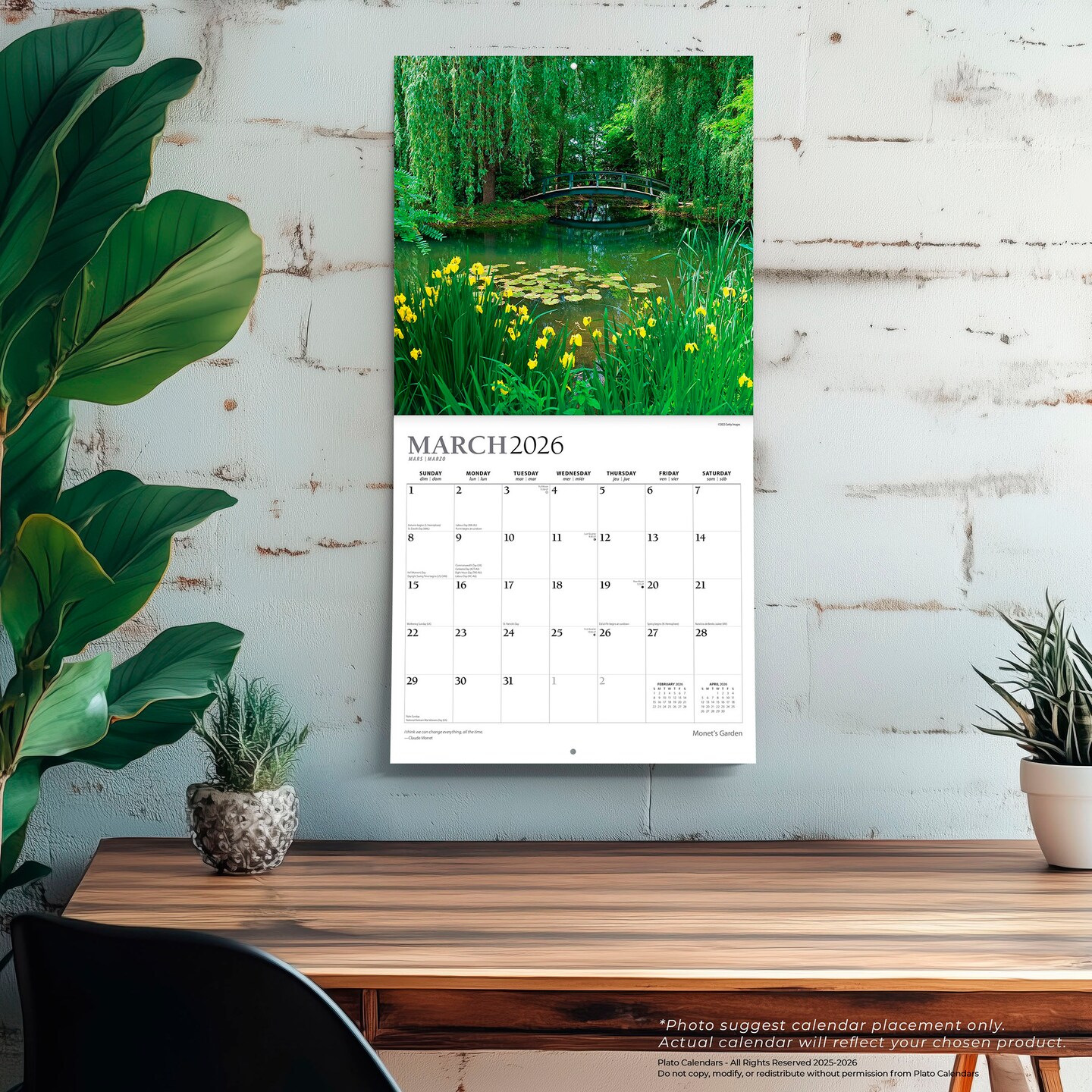 Monet&#x27;s Garden | 2026 12 x 24 Inch (Hanging) Monthly Square Wall Calendar | Foil Stamped Cover