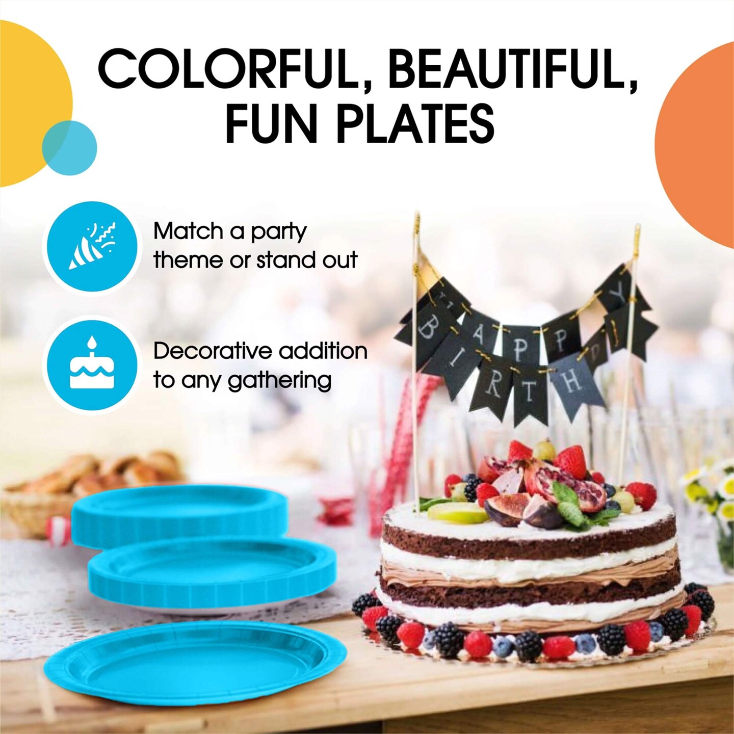 50 Count Turquoise Paper Plates 9 Inch Elegant Disposable Dinnerware for Parties & Events