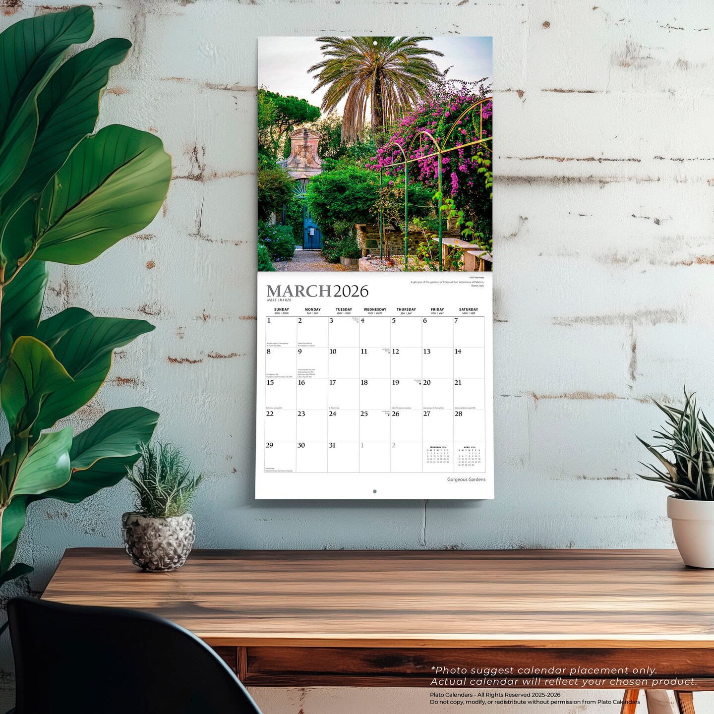Gorgeous Gardens | 2026 12 x 24 Inch (Hanging) Monthly Square Wall Calendar | Foil Stamped Cover