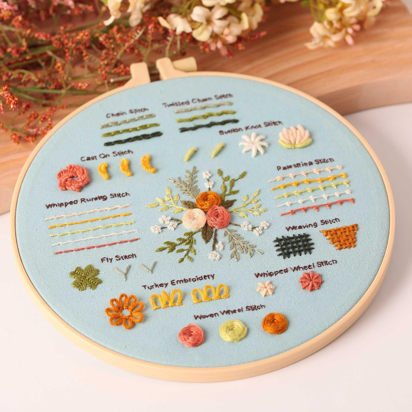 4P Beginner Embroidery Kit,Natural Landscape Pattern,Cross Stitch Kits, Including Stamped Embroidery Cloth with 2 Embroidery Hoops, Multicolor Color Threads for Embroidery Kits