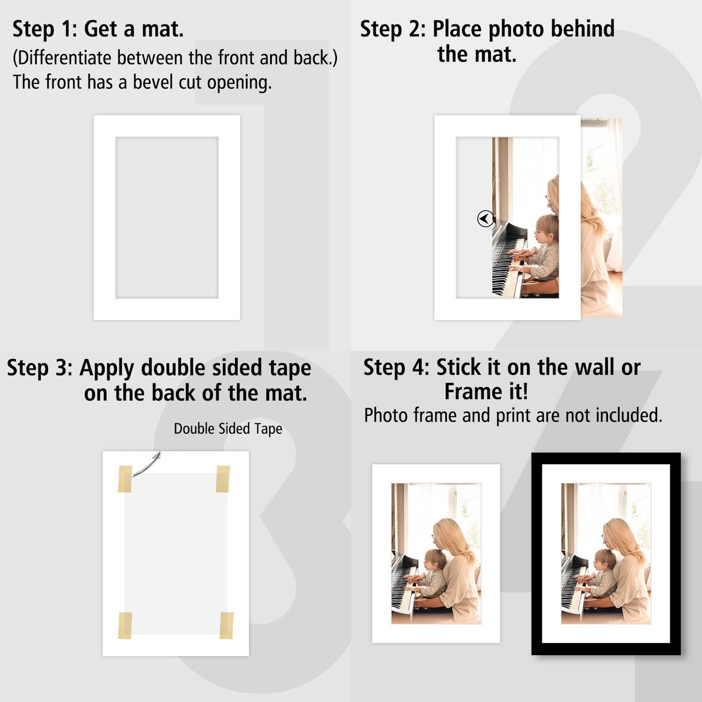 Golden State Art, Pack of 25, Acid-Free White Pre-Cut 5x7 Picture Mat for 4x6 Photo with White Core Bevel Cut Frame Mattes