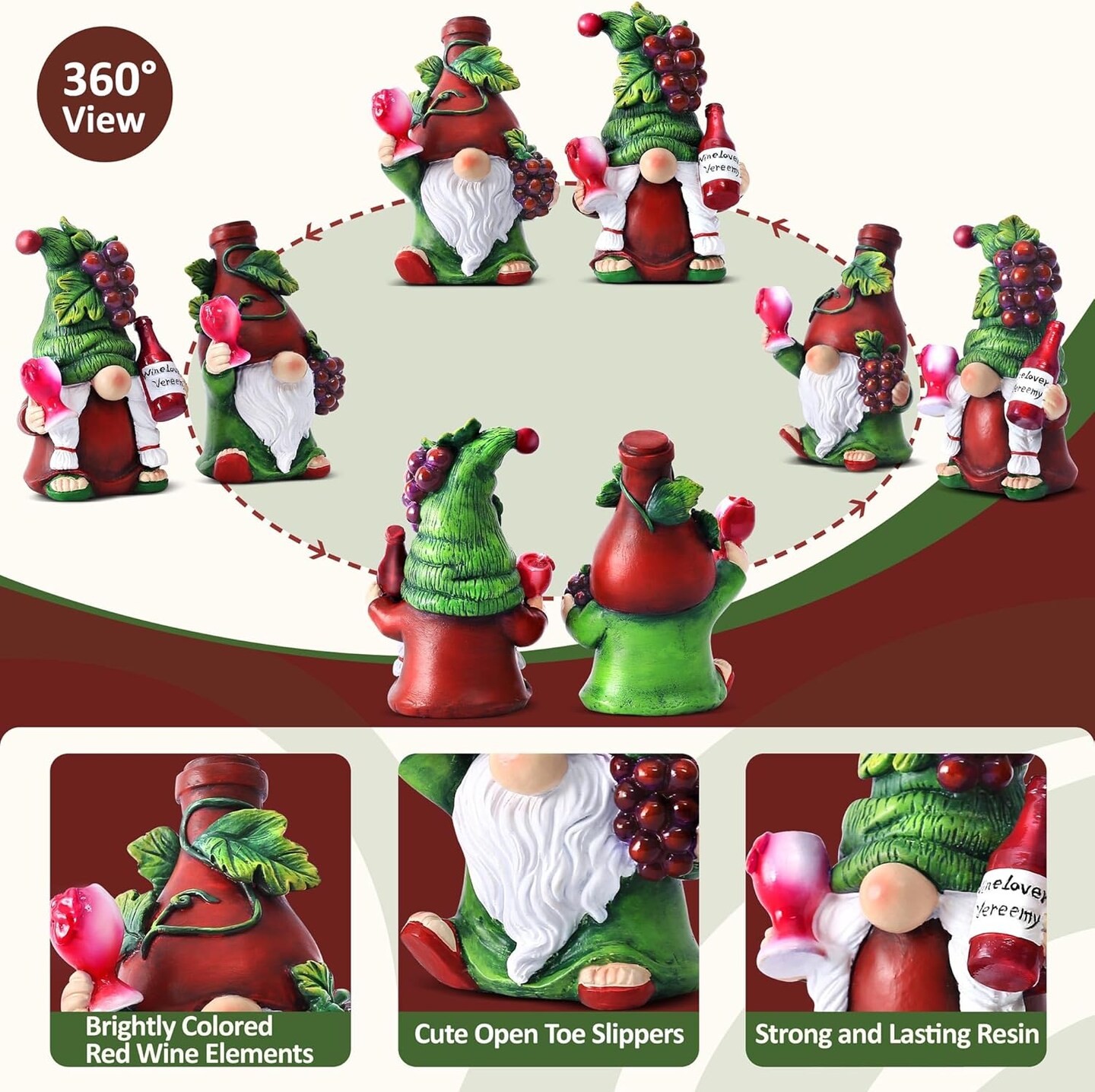 2PCS Wine Gnomes Figurines Home Party Wine Bar Decor Gnome Gifts for Women Collectible Statue for Dining Tables Tiered Pallets Wine Cabinet Living Room