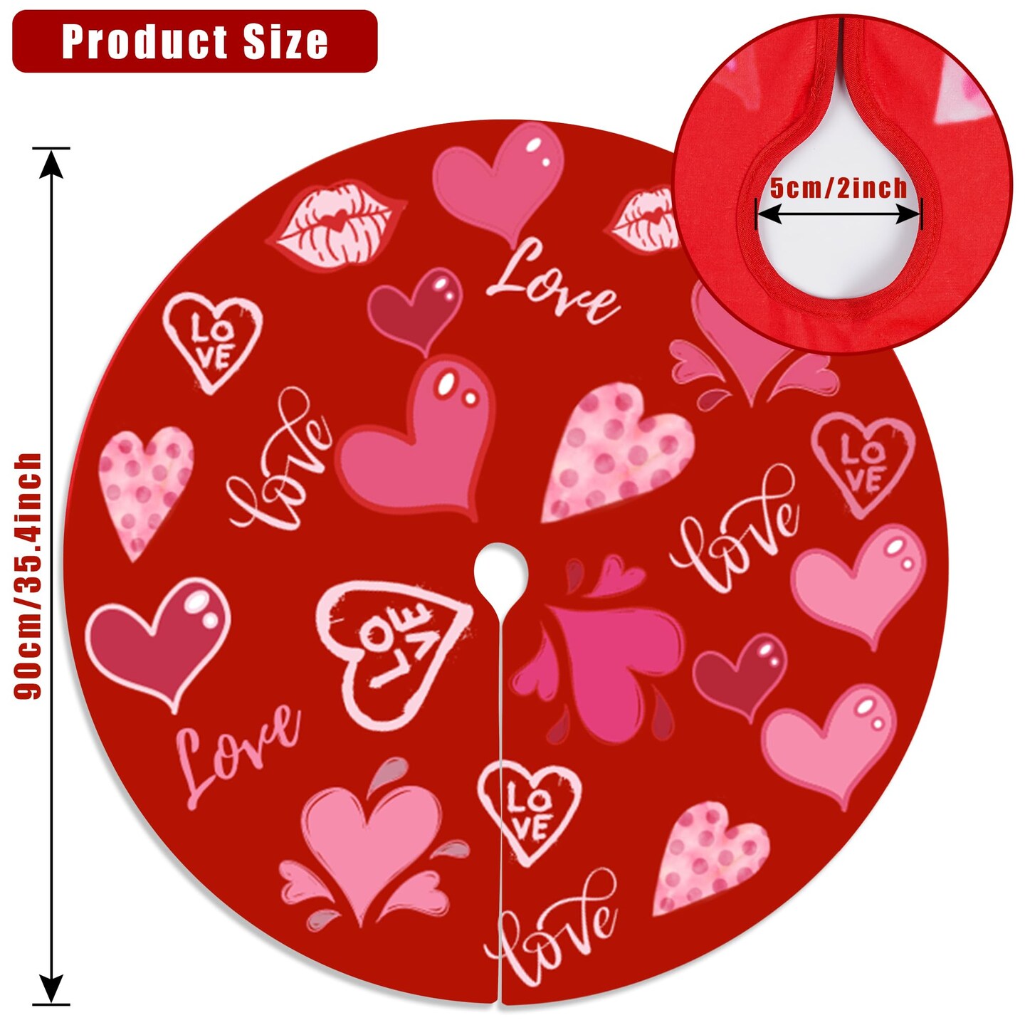 Sozize 36 Inch Valentine's Day Tree Skirt Love Heart Clover Double Sided Print Mat St. Patrick's Day Tree Skirt Christmas Tree Skirt for Holiday Party Decoration