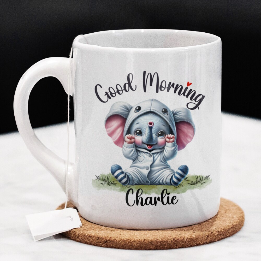 Personalized Coffee Mug for Elephant Lover Good Morning Gift for Pet Lover Her Him Kids Birthday Holiday Present Name Cup MakerPlace by Michaels