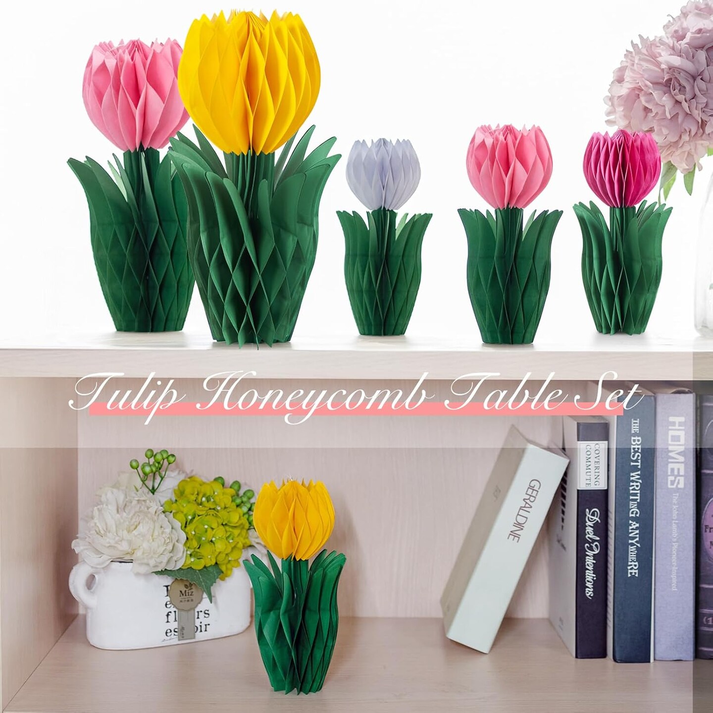 8 PCS Flower Honeycomb Decoration Tulip Honeycomb Decoration Mother&#x27;s Day Decoration Tulip Decor Spring Decor Tulips Table Centerpieces Decorations Spring Decorations for Home Office