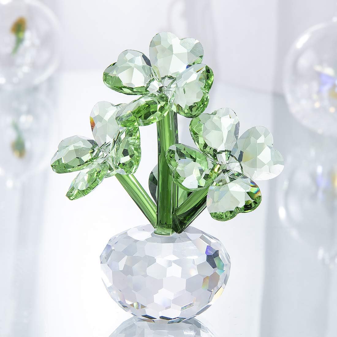 Crystal Flower Dreams Four-Leaf Clover Figurine Collectibles Crystal Ornament