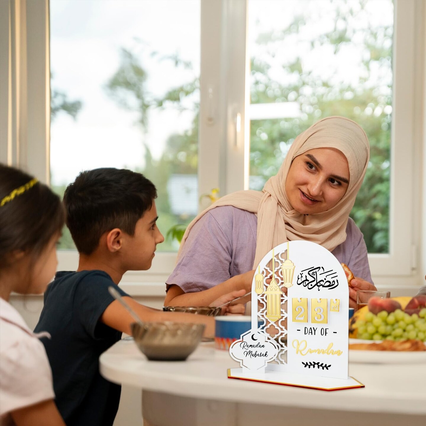 Ramadan Advent Countdown Calendar Acrylic: Ramadan Decorations for Home Eid Mubarak Table Decor, 30 Days Countdown Calendar 2025 Ramadan Gifts for Family (White &#xFF06;Gold)