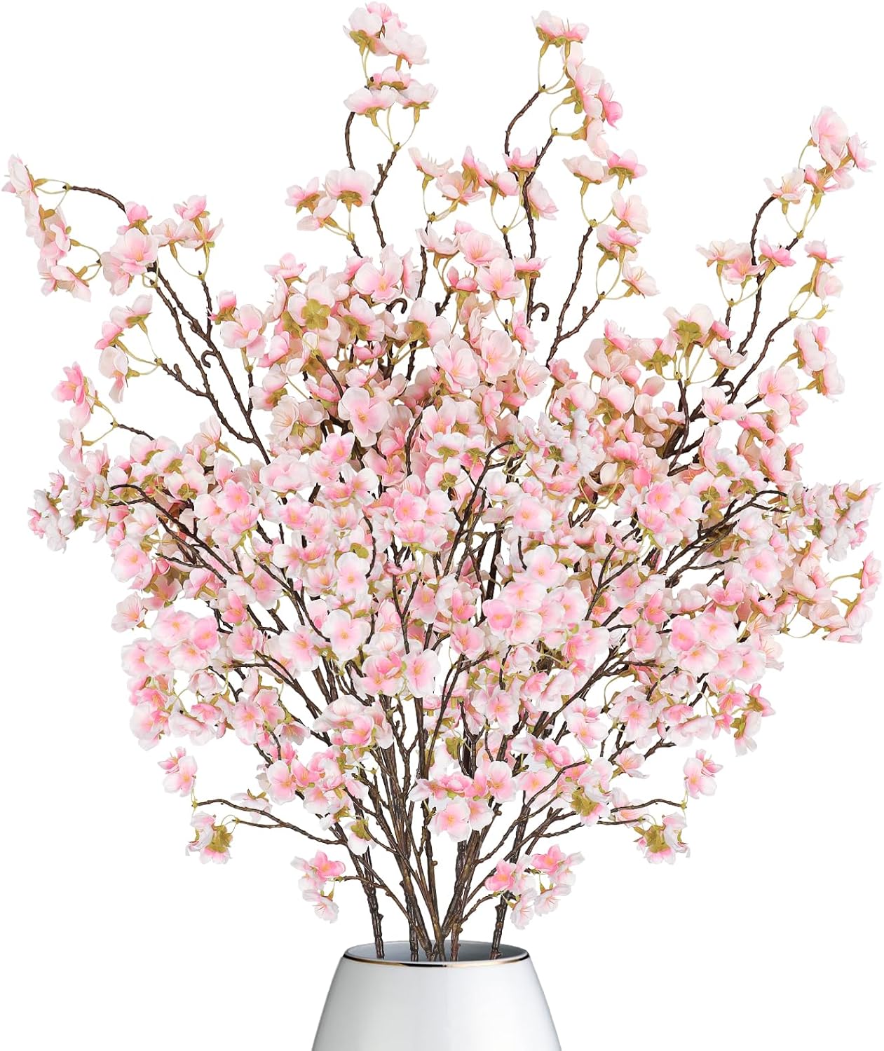 4-Pack 39.3" Artificial Cherry Blossom Branches – Faux Silk Flowers for Spring, Wedding & Home Table Vase Decor (Pink/Peach)