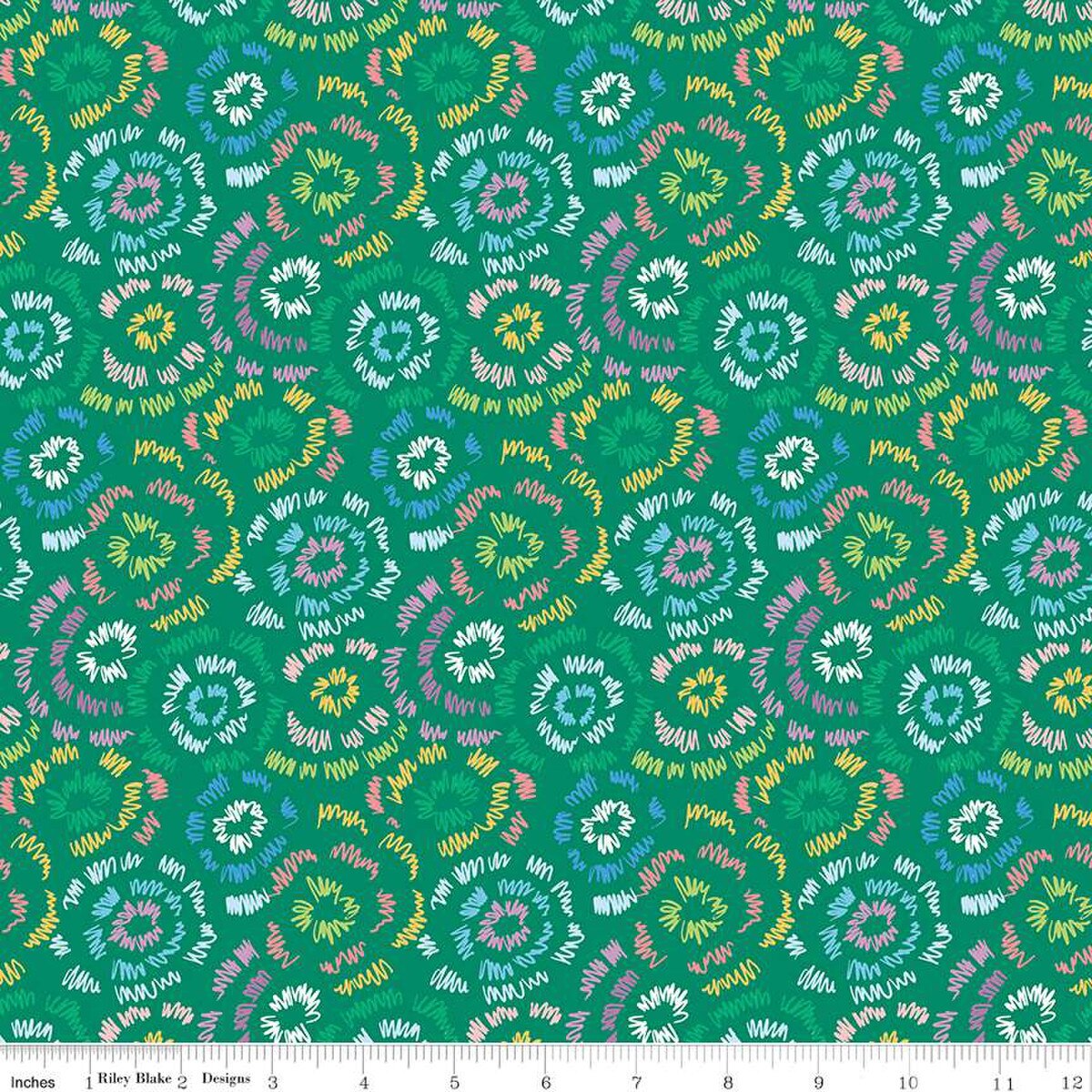 Fabric Riley Blake Green Fireworks Get Your Cray-on with Crayola by the Quarter Yard C15413-GREEN