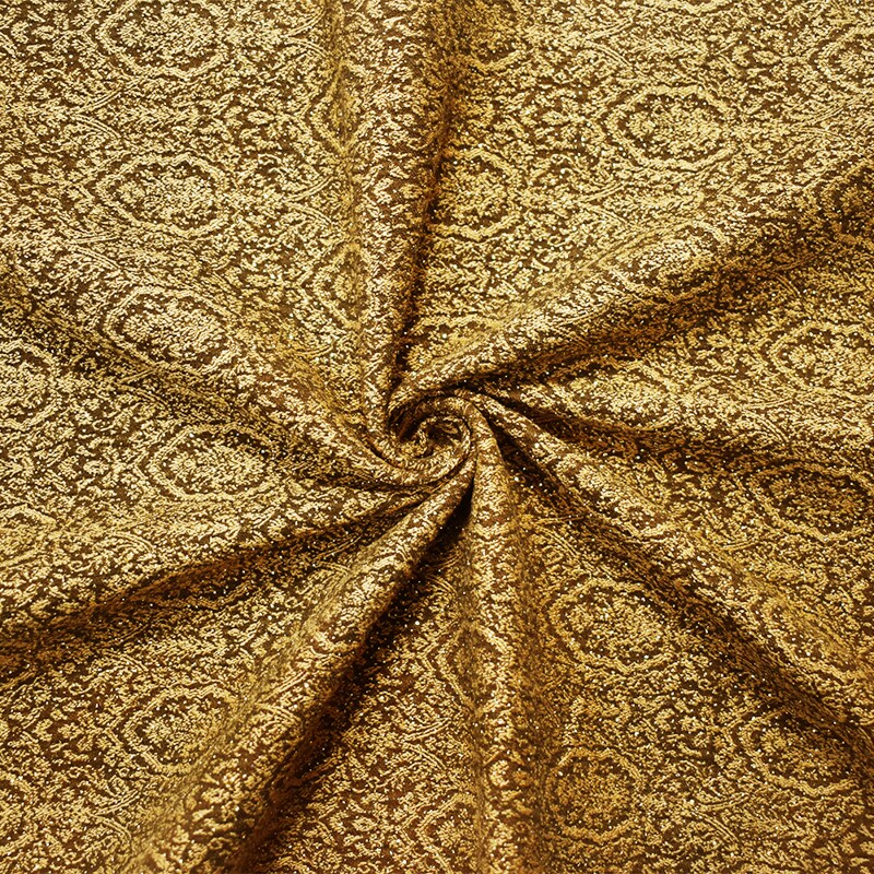 Brown-Gold Rayon-Poly Baroque Bengaline Jacquard Woven Fabric By the Yard