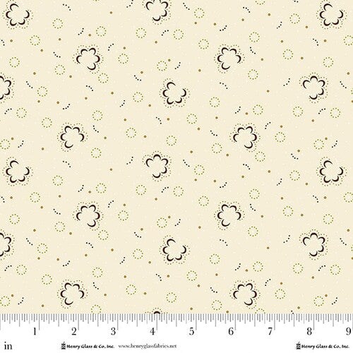 Fabric Henry Glass Cream Posh Posies Buttercream & Brickle Bits by the Quarter Yard 1953-40
