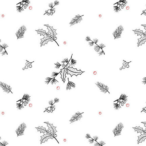 Fabric Blank Quilting White Holly Lower the Volume by the Quarter Yard 1939-01