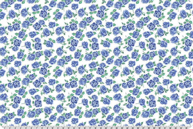 Fabric Shannon Blue Bonnet Yorkshire Cottage Rose Lane Quilting Cuddle by the Quarter Yard QC-CRYORKSHIRE-BLUEBONNET