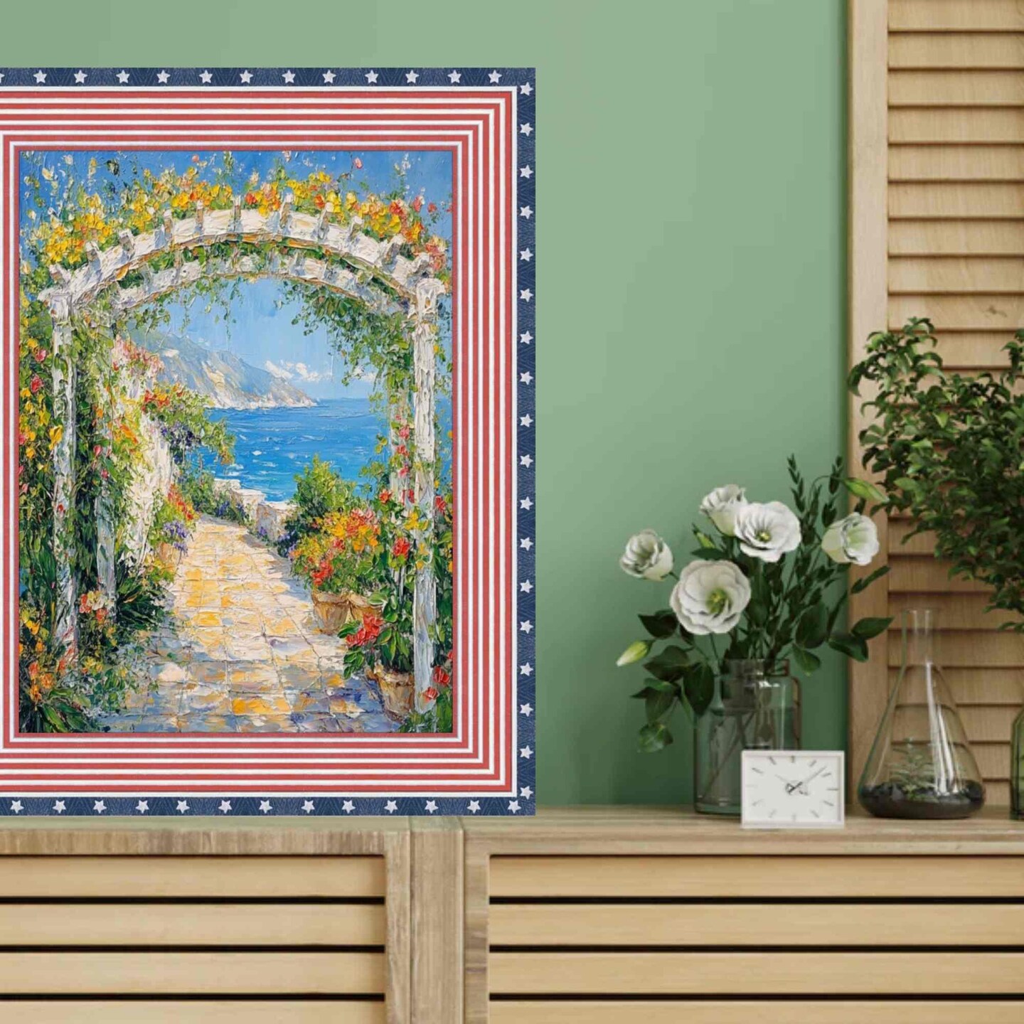 Wide Red White Blue American Flag Picture Frame - 11x14 frame